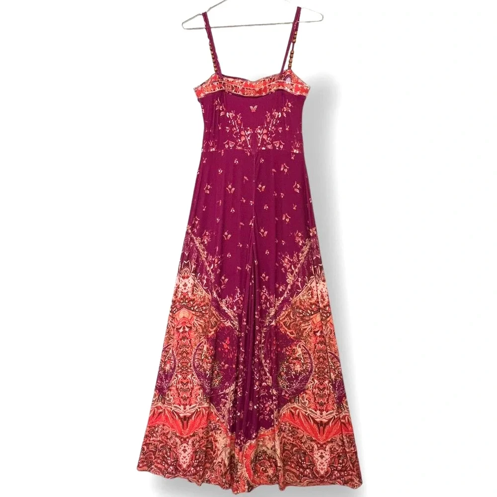 New Free People Astrid Jumpsuit $288 SMALL Raspberry Wide-leg Adjustable Straps
